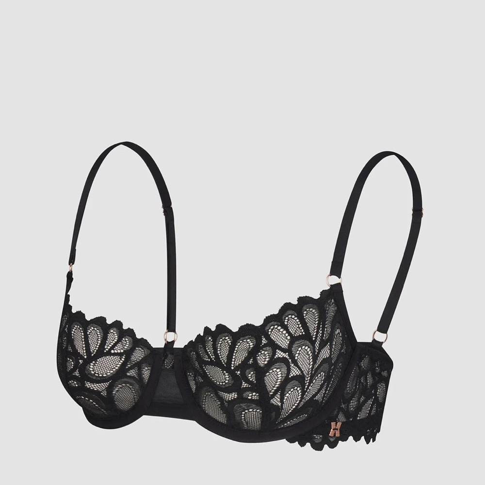 NWT, Savage X Fenty, SAVAGE NOT SORRY UNLINED LACE BALCONETTE BRA, Black Caviar - Picture 5 of 6